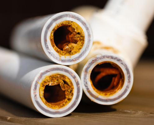 Hard water scale in pipes
